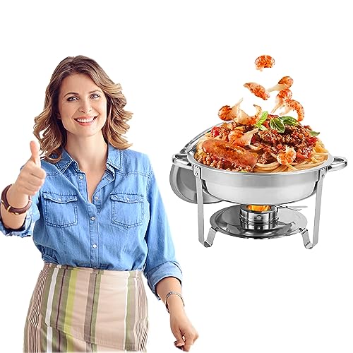 Naviocean Chafing Dish Buffet Set Chafers and Buffet Food Warmers for Parties 5 QT Round Chafing Servers Dish Stainless Steel Food Catering Chafers for Catering Event Buffet Banquet (1 Pack)