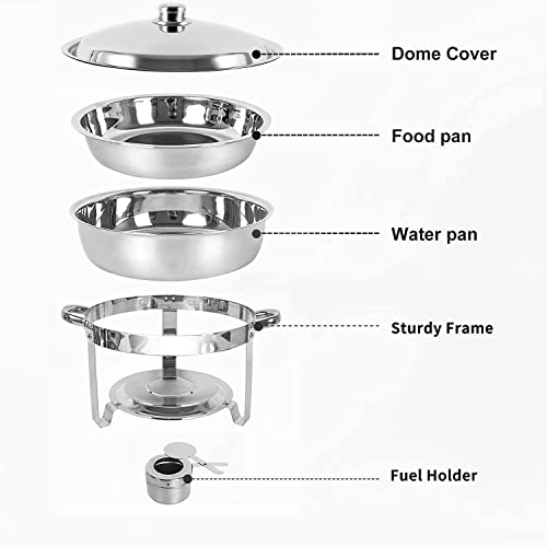 Naviocean Chafing Dish Buffet Set Chafers and Buffet Food Warmers for Parties 5 QT Round Chafing Servers Dish Stainless Steel Food Catering Chafers for Catering Event Buffet Banquet (1 Pack)