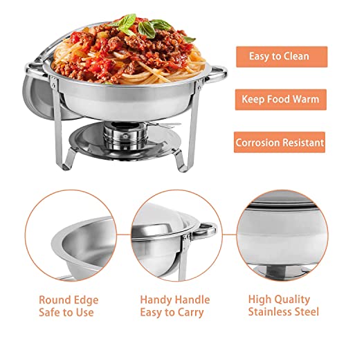 Naviocean Chafing Dish Buffet Set Chafers and Buffet Food Warmers for Parties 5 QT Round Chafing Servers Dish Stainless Steel Food Catering Chafers for Catering Event Buffet Banquet (1 Pack)