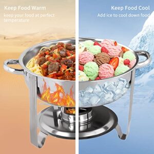 Naviocean Chafing Dish Buffet Set Chafers and Buffet Food Warmers for Parties 5 QT Round Chafing Servers Dish Stainless Steel Food Catering Chafers for Catering Event Buffet Banquet (1 Pack)