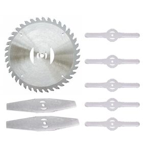 tenbor 8 pack grass trimmer blade heads replacements, cordless electric lawn mower cutter weed eater blades heads 40 teeth blade & 2pcs stainless steel blade & 5pcs plastic blades