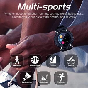 Military Smart Watch for Men IP6X Waterproof HD 1.3" Fitness Tracker Watch for Android & iOS iPhones with Heart Rate Blood Pressure Monitor Sports Tactical Watch for Adults