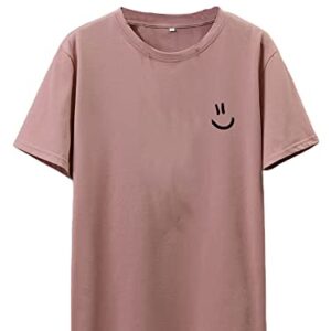 Cozyease Men's Slogan Letter Graphic Print Tee Tops Casual Round Neck Short Sleeve Summer T Shirts Dusty Pink S