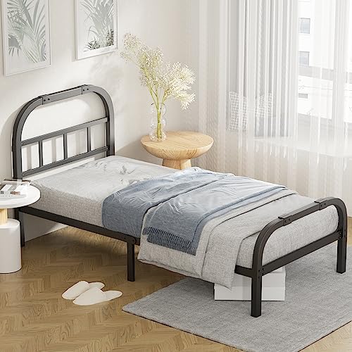 HAOARA Twin XL Bed Frame with Headboard Footboard, Quiet and Anti-Slip, Heavy Duty Metal Platform Bed Frame, No Box Spring Needed, Sturdy Steel Support, Easy Assembly, Black