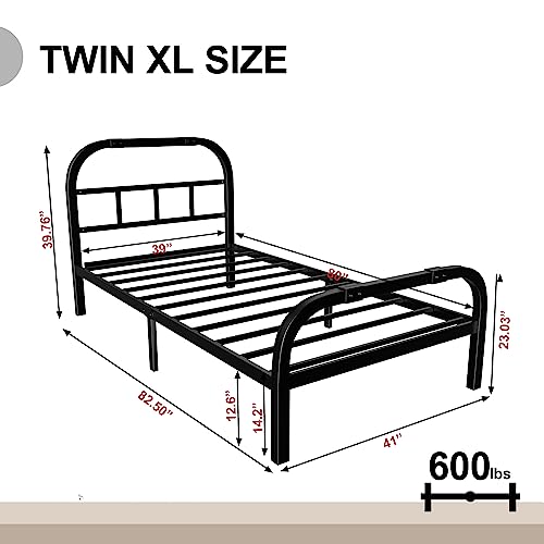 HAOARA Twin XL Bed Frame with Headboard Footboard, Quiet and Anti-Slip, Heavy Duty Metal Platform Bed Frame, No Box Spring Needed, Sturdy Steel Support, Easy Assembly, Black