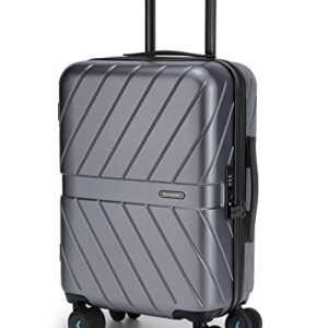 BAGSMART Carry On Luggage 22x14x9 Airline Approved, 1OO% PC Lightweight Carry On Hardside Suitcase, 20 Inch Hard Shell Luggage with Spinner Wheels, Waterproof Rolling Suitcase, Silver Gray