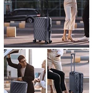 BAGSMART Carry On Luggage 22x14x9 Airline Approved, 1OO% PC Lightweight Carry On Hardside Suitcase, 20 Inch Hard Shell Luggage with Spinner Wheels, Waterproof Rolling Suitcase, Silver Gray