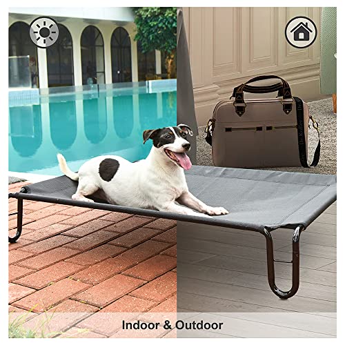 pettycare Elevated Dog Bed Cot, Raised for Large Dogs, No Screws, Stable Frame & Durable Supportive Teslin Recyclable Mesh, Breathable, Indoor &Outdoor Pet Beds, Fits up to 35 lbs, 28x22x8 ''es