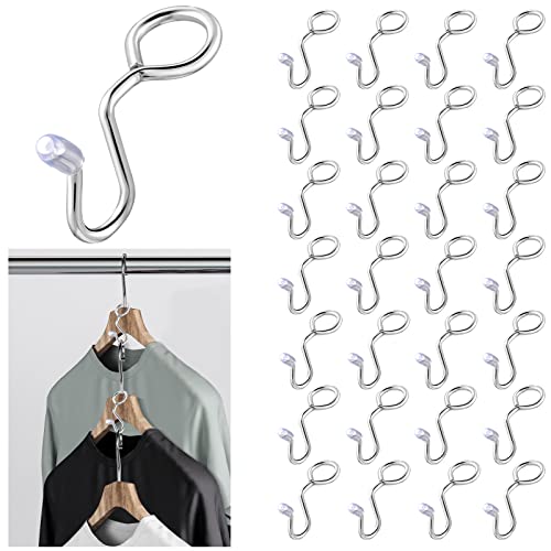 Clothes Hanger Connector Hooks Metal Hanger Extender Hooks Metal Outfit Hangers Extender Clips Silver Clothes Extender Hooks for Clothes Organizer Closet (100 Pcs)