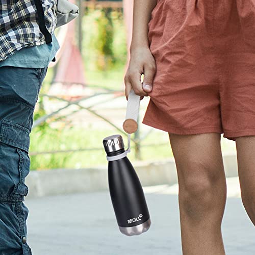 Mollcity 9 oz Water Bottle-Stainless Steel Water Bottle for School Insulated Vacuum Metal Leak Proof Cola Shape Mini Water Bottle for Boys Girls(Black)