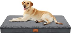 cozylux dog bed for large dogs, big orthopedic egg crate foam dog pad with removable washable cover, pet bed mat suitable for dogs up to 65lbs (35 x 22 x 3 inch, dark grey)