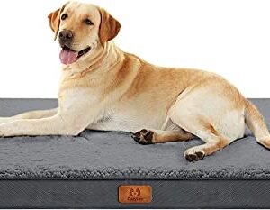 CozyLux Dog Bed for Large Dogs, Big Orthopedic Egg Crate Foam Dog Pad with Removable Washable Cover, Pet Bed Mat Suitable for Dogs Up to 65lbs (35 x 22 x 3 inch, Dark Grey)