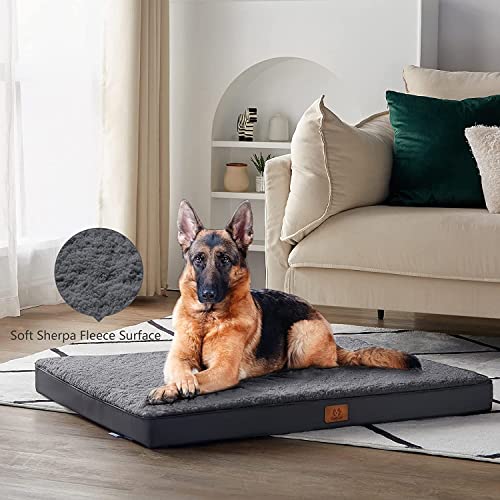 CozyLux Dog Bed for Large Dogs, Big Orthopedic Egg Crate Foam Dog Pad with Removable Washable Cover, Pet Bed Mat Suitable for Dogs Up to 65lbs (35 x 22 x 3 inch, Dark Grey)