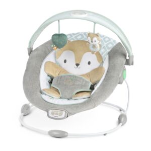 ingenuity inlighten baby bouncer seat with light up-toy bar and bunny tummy time pillow mat - kitt, newborn and up