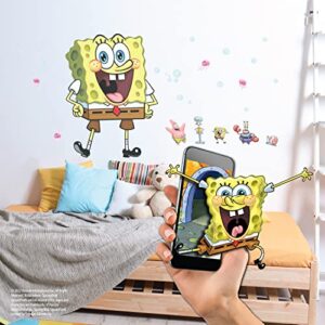 wall palz spongebob squarepants wall decal - 24" spongebob stickers with 3d augmented reality interaction - spongebob bedroom decor