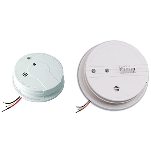 Kidde Smoke Detector, Hardwired with Battery Backup & Interconnect, Battery Included & Heat Detector, Hardwired with Battery Backup & 2 LEDs, Interconnectable