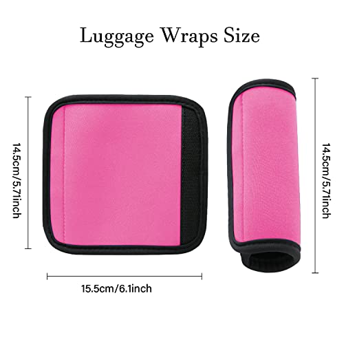 2 Pack Luggage Handle Wraps for Suitcase, Bright Color Comfort Soft Handle Covers (Pink)