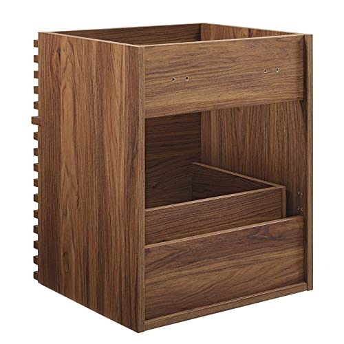 Modway Render 18" Wall-Mount Bathroom Vanity in Walnut-Sink Basin Not Included, 18 Inch