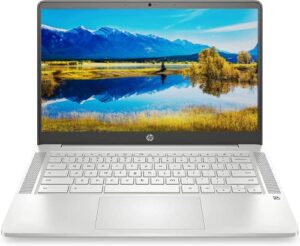 hp 2023 14" fhd ips chromebook, intel processor up to 3.25ghz, 8gb ram, 128gb ssd, 4k graphics, super-fast 6th gen wifi, dale silver, chrome os (renewed) (dale silver)