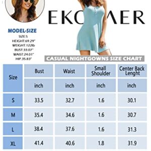 Ekouaer Womens Summer Sleepwear button Nightgown Gowns Round Neck Comfy Night Dresses (PAT2, S) Blue Camo