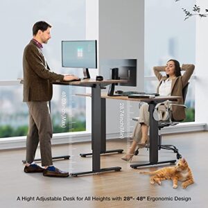 Standing Desk, 40 x 24 in Electric Height Adjustable Computer Desk Home Office Desks Sit Stand up Desk Computer Table with Memory Controller/Headphone Hook, Rustic Brown