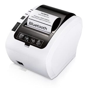 munbyn bluetooth 5.0 receipt printer p047, 80mm pos printer, direct thermal printer with usb serial ethernet, bluetooth, android windows pc chromebook