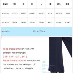 Rammus Womens Straight Leg Casual Pants with Zipper Pockets Stretch Dress Work Pants for Women Business Office Slacks Black