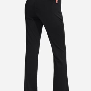 Rammus Womens Straight Leg Casual Pants with Zipper Pockets Stretch Dress Work Pants for Women Business Office Slacks Black
