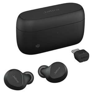 jabra evolve2 true wireless in-ear bluetooth earbuds with active noise cancellation (anc) and 4-mic multisensor voice technology - microsoft teams certified, works with all other meeting apps - black