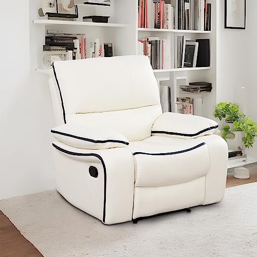 GEBADOL Living Room Furniture, Leather Recliner Chair, Manual Reclining Chair for Living Room/House/Bedroom/Office/Apartment, White/1 Piece