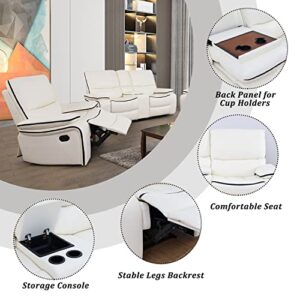 GEBADOL Living Room Furniture, Leather Recliner Chair, Manual Reclining Chair for Living Room/House/Bedroom/Office/Apartment, White/1 Piece