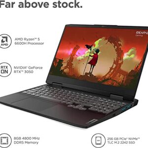 Lenovo IdeaPad 3 Gaming Laptop, NVIDIA GeForce RTX 3050, AMD Ryzen 5 6600H(Beat i5-12400F), 16GB DDR5 RAM, 1TB SSD, 15.6 Inch FHD Display, Wi-Fi, Windows 11 Home, Bundle with JAWFOAL