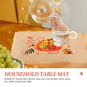 LUOZZY 4pcs Thanksgiving Home Dinner Decoration Jute Mats Pumpkin Table Mat Insulation Mats for Kitchen