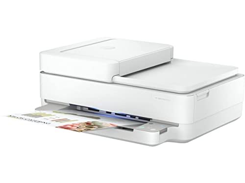 HP Envy 6452e Wireless Inkjet Color All-in-One Printer, Print Copy Scan, 35 Sheet ADF, 2-Side Printing, WiFi USB Connectivity, Instant Ink Ready, Home or Office Inkjet Printers, White (Renewed)