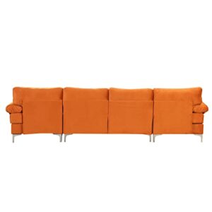 Casa AndreaMilano Modern Large Velvet Fabric U-Shape Sectional Sofa, Double Extra Wide Chaise Lounge Couch