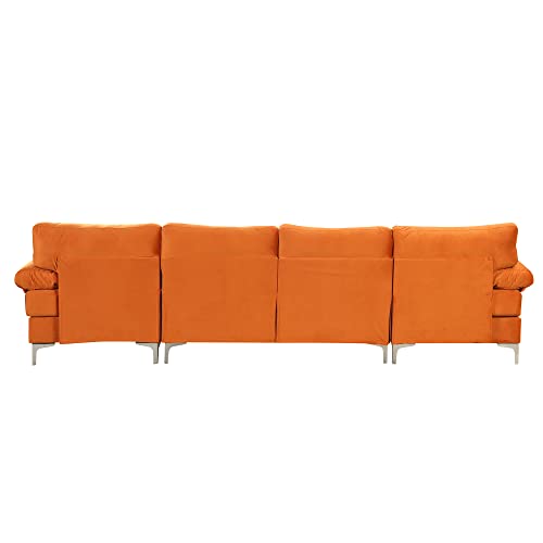 Casa AndreaMilano Modern Large Velvet Fabric U-Shape Sectional Sofa, Double Extra Wide Chaise Lounge Couch