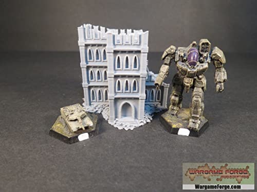 Ruined Gothic Building 8 6mm/8mm Tabletop Terrain Compatible with Epic, Adeptus Titanicus, Hex Maps