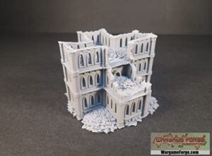 ruined gothic building 3 6mm/8mm tabletop terrain compatible with epic, adeptus titanicus, hex maps
