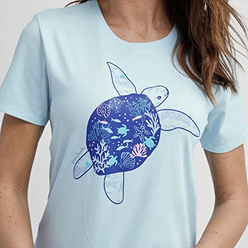 Vera Bradley Women's Cotton Short Sleeve Crewneck Graphic T-shirt (Extended Size Range), Turtle Dream, Medium