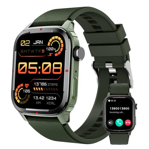 Military Smart Watches for Men(Answer/Make Calls), 1.91'' Fitness Tracker Watch 123 Sport Modes Outdoor Sport Watch with Heart Rate Blood Oxygen Sleep Monitor Steps Calories for Android and ios Phone