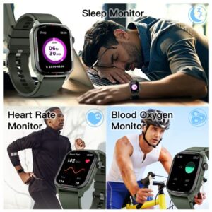 Military Smart Watches for Men(Answer/Make Calls), 1.91'' Fitness Tracker Watch 123 Sport Modes Outdoor Sport Watch with Heart Rate Blood Oxygen Sleep Monitor Steps Calories for Android and ios Phone