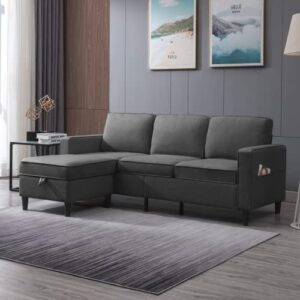 zafly convertible modular l shape sofa with storage ottoman sets 3-seat sectional couch for small space living room bedroom