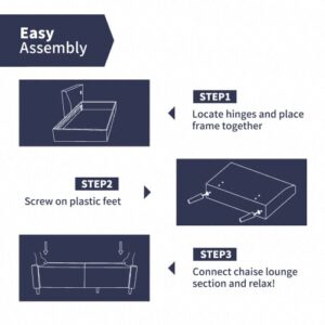 ZAFLY Convertible Modular L Shape Sofa with Storage Ottoman Sets 3-Seat Sectional Couch for Small Space Living Room Bedroom