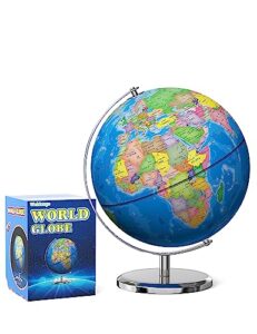 waldauge 6.5 inch world globe with stand, small educational globe for kids learning, colorful hd world map details, earth globe for desktop decor