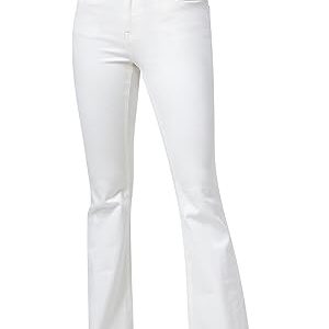 ONESO Flare Jeans for Women High Waist Raw Hem Bell Bottom Denim Pants White Jeans