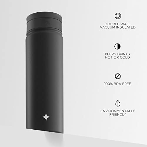 JoyJolt Triple Insulated Water Bottle with Straw Lid AND Flip Lid! 22oz Water Bottle, 12 Hour Hot/Cold Vacuum Insulated Stainless Steel Water Bottle. BPA-Free Leakproof Water Bottles - Thermos Bottle