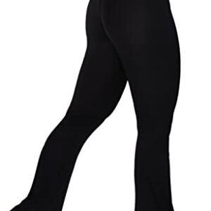 Sunzel Flare Leggings, Crossover Yoga Pants for Women with Tummy Control, High-Waisted and Wide Leg Black