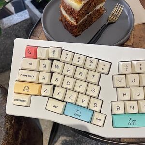 Akko Cream Keycaps Set with MDA Profile Double-Shot Keycap, 282 Keys with 4 Different Groups of Novelty Keys for ISO-UK & ANSI Layout, Compatible with Major-Sizes Mechanical Keyboards