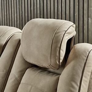 Signature Design by Ashley Next-Gen DuraPella Power Reclining Sofa with Adjustable Headrest, Sand & Next-Gen DuraPella Power Reclining Loveseat with Console & Adjustable Headrest, Sand