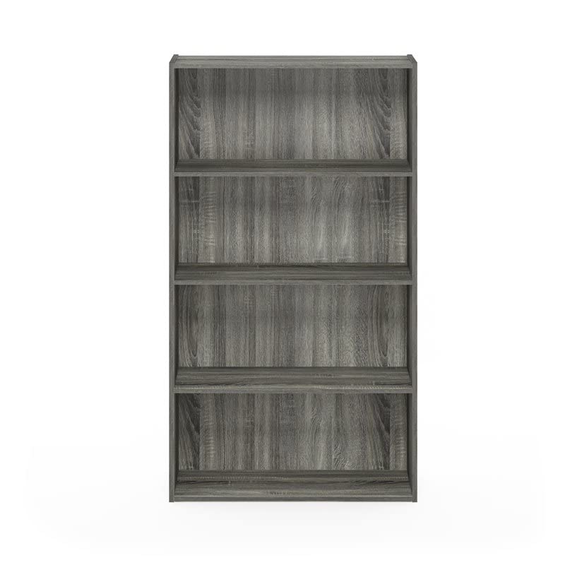 Furinno Pasir 4 Tier Open Shelf, French Oak Grey & Luder 5-Cube No Tool Assembly Open Shelf, French Oak